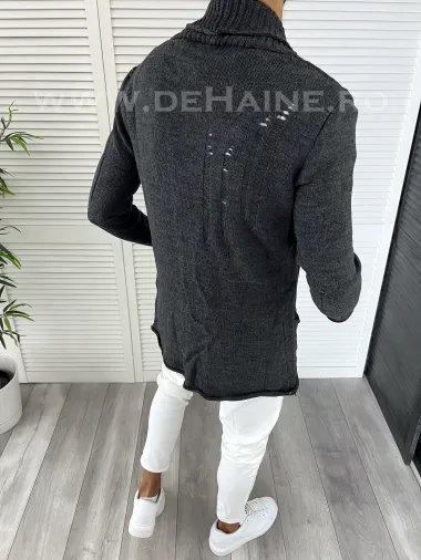 Cardigan barbati gri inchis slim fit ZR T3596 S1-5