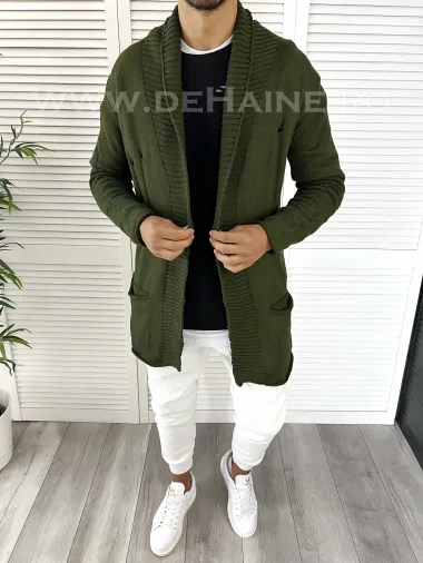 Cardigan barbati kaki slim fit ZR T3596 95-5