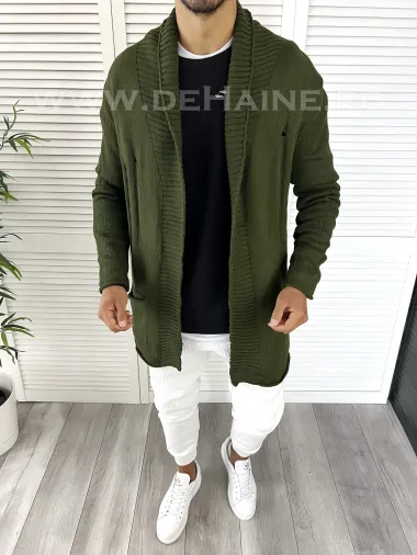 Cardigan barbati kaki slim fit ZR T3596 95-5