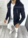 Cardigan barbati bleumarin cu gluga slim fit ZR T3615 90-3