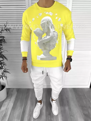 Bluza barbati galbena vatuita slim fit K411 V6