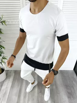 Tricou barbati slim fit alb B9394 P11-5.2