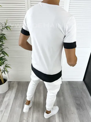 Tricou barbati slim fit alb CU DEFECT DEFB9394 O1-3.1