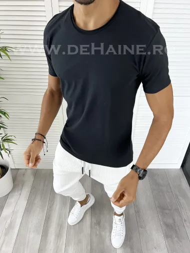 Tricou barbati negru slim fit B9301 O3-1.2