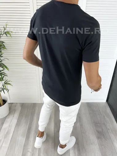 Tricou barbati negru slim fit B9301 O3-1.2