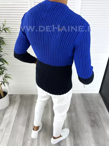 Pulover barbati gros slim fit albastru T3577 I11-6
