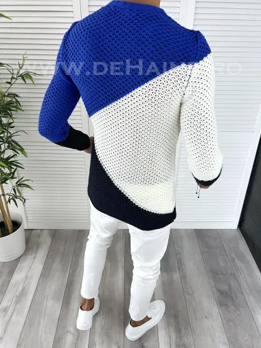 Pulover barbati gros slim fit albastru T3602 7-6