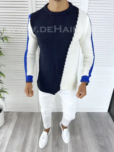 Pulover barbati gros slim fit bleumarin T3619 i2-2
