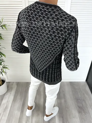 Pulover barbati gros slim fit negru T3620 103-5*/U5