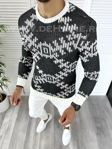 Pulover barbati gros slim fit gri inchis ZR T3623 99-4 S4