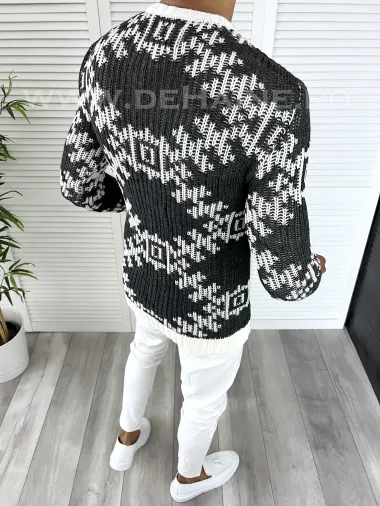 Pulover barbati gros slim fit gri inchis ZR T3623 99-4 S4