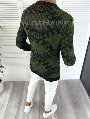 Pulover barbati gros slim fit kaki ZR T3623 I19-4