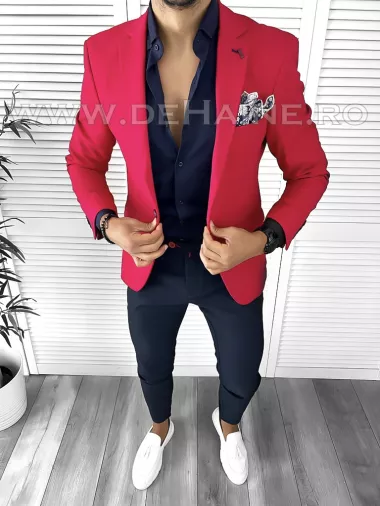 Sacou barbati rosu slim fit A4001 X