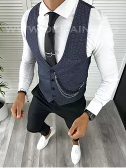 Vesta barbati eleganta slim fit bleumarin V21 140-2E