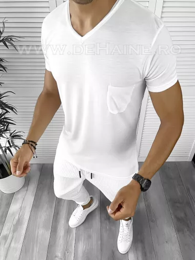 Tricou barbati alb slim fit B9303 N5-4.1