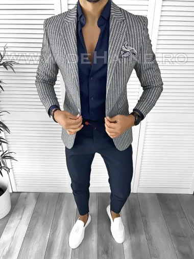 Tinuta barbati smart casual Pantaloni + Camasa + Sacou B9194