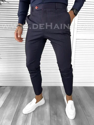 Pantaloni barbati eleganti regular fit bleumarin B9147 P18-4.2