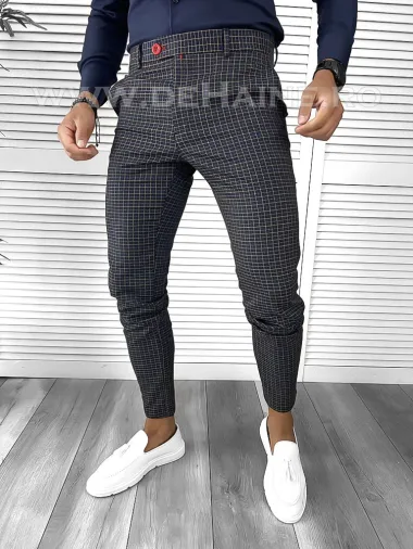 Pantaloni barbati eleganti carouri B9084 F2-4.3
