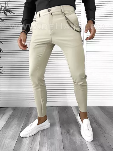 Pantaloni barbati eleganti bej B9085 S3