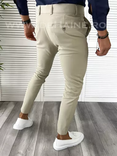 Pantaloni barbati eleganti bej B9085 S3
