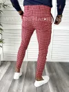 Pantaloni barbati eleganti rosii in carouri B1855 250-3 E, F5-3
