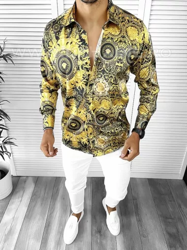 Camasa barbati slim fit pentru evenimente, 95% Elastan, B5912 O4-2.1