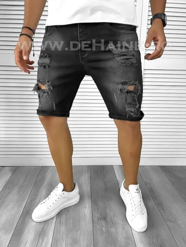 Blugi barbati scurti conici negri B8865 H2-2