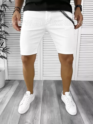 Blugi barbati scurti conici albi B8871 D7-5