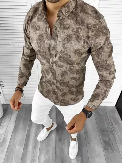 Camasa barbati slim fit cu imprimeu B8821 O5-4.1
