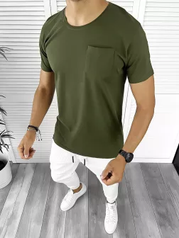 Tricou barbati kaki slim fit Vagabond B1961 K2-4