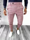 Pantaloni barbati eleganti roz in carouri B8772 12-2 E ~