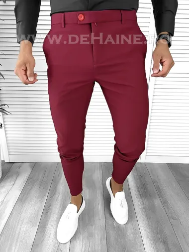 Pantaloni barbati eleganti regular fit grena B1734 U3