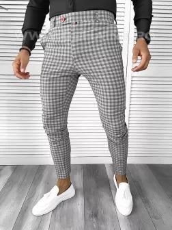 Pantaloni barbati eleganti gri in carouri B1886 2-2*