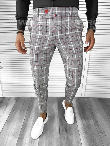 Pantaloni barbati casual regular fit in carouri B7840 