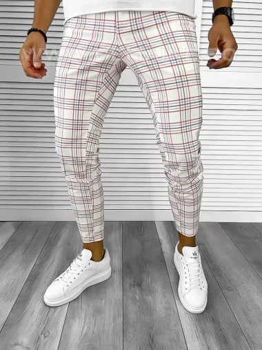 Pantaloni barbati casual regular fit in carouri B8497 7-1 E ~