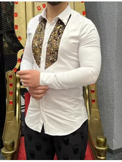 Camasa barbati alba slim fit pentru evenimente B8372 18-3.1