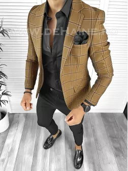Sacou barbati slim fit in carouri B8314 8-4