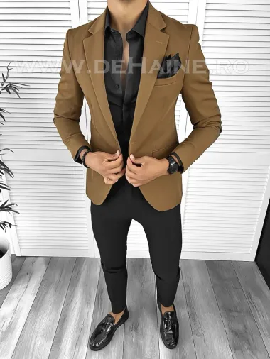 Sacou barbati slim fit maro B8326 P20-3.1