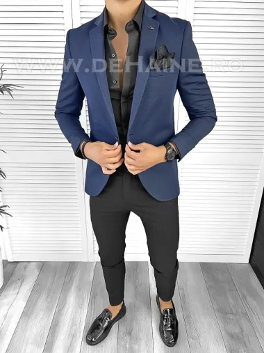 Sacou barbati slim fit bleumarin B8331 11-6.1
