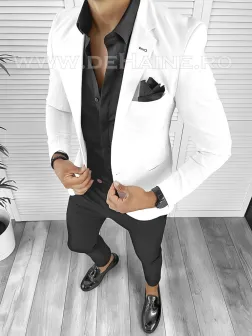 Sacou barbati slim fit alb DEFB8334 P18-3.3 Sacou barbati slim fit alb DEFB8334 P18-3.3