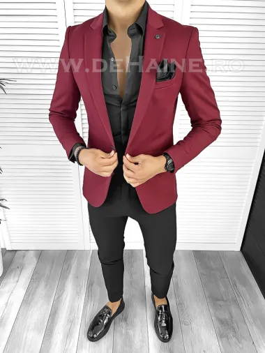 Sacou barbati slim fit grena B8339 89-5