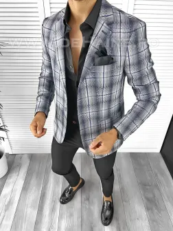 Sacou barbati slim fit in carouri B8276 D11-5.3 Sacou barbati slim fit in carouri B8276 D11-5.3