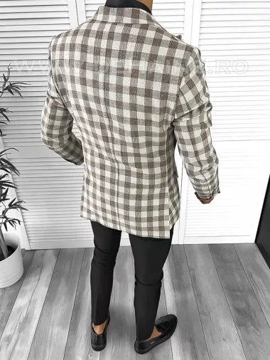 Sacou barbati slim fit in carouri B8283 15-3.3