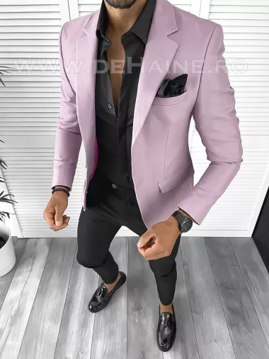 Sacou barbati roz slim fit B8285 P20-2.3