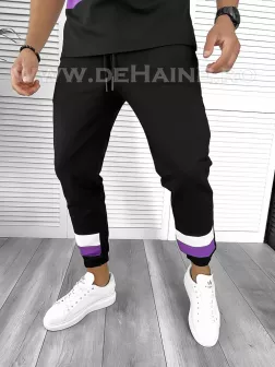 Pantaloni de trening conici negri B7987 