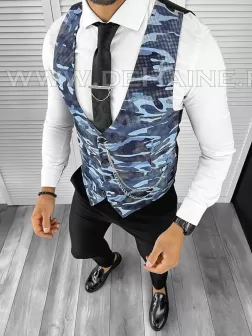 Vesta barbati eleganta slim fit camuflaj B8074 