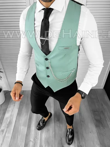 Vesta barbati eleganta slim fit turquaz B8081 P18-3.1
