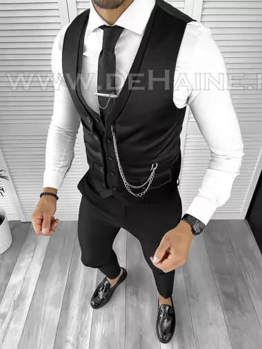 Vesta barbati eleganta slim fit neagra B8092 O1-4.2