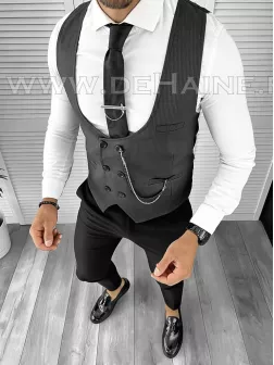 Vesta barbati eleganta slim fit gri B8181 142-6 E