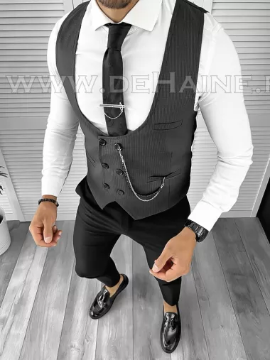 Vesta barbati eleganta slim fit gri B8181 N8-4.3